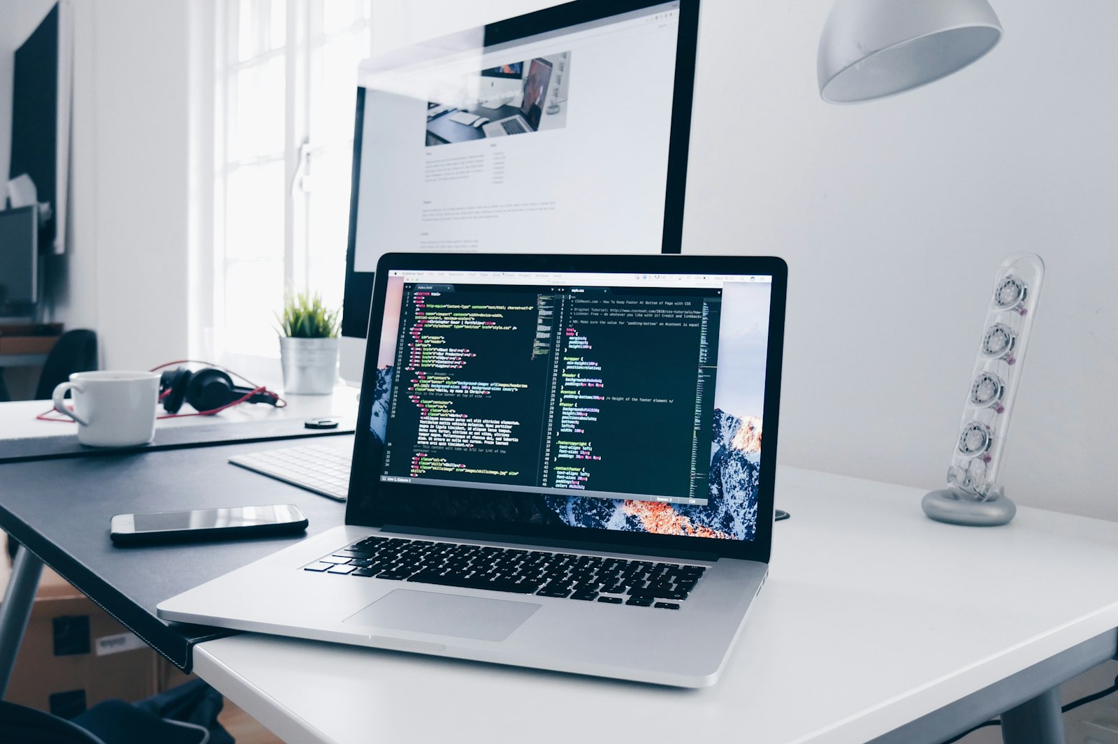 Laptop workstation used while writing product copy